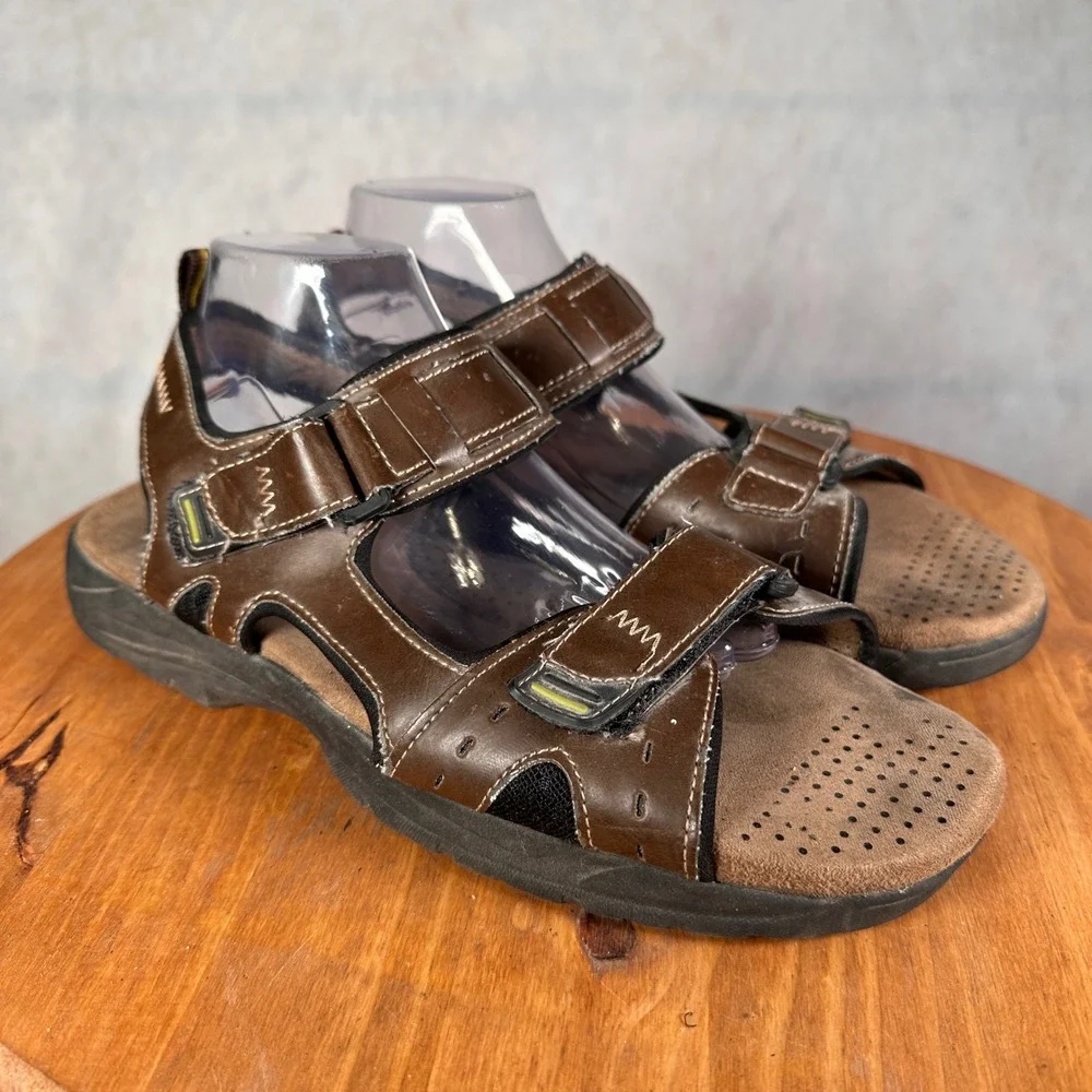 St. John's Bay Llewellyn Sandals Mens 11 Brown Good Memory Foam Strappy Sport